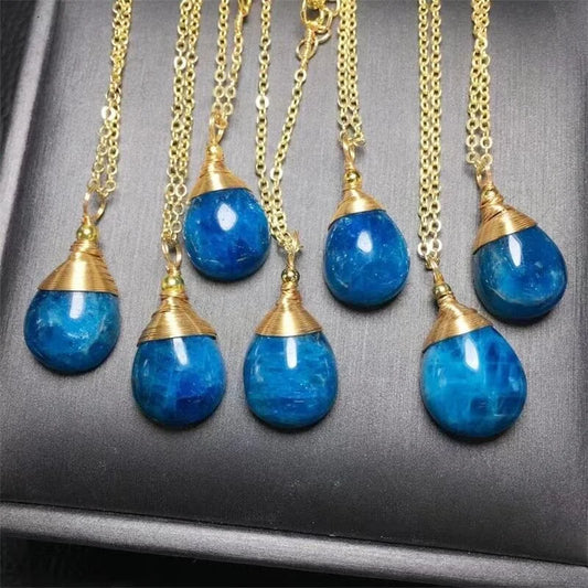 Natural Apatite Teardrop Pendant Healing Fengshui Crystal Reiki High Quality Polishing Mature Charm Jewelry Gift 1PCS