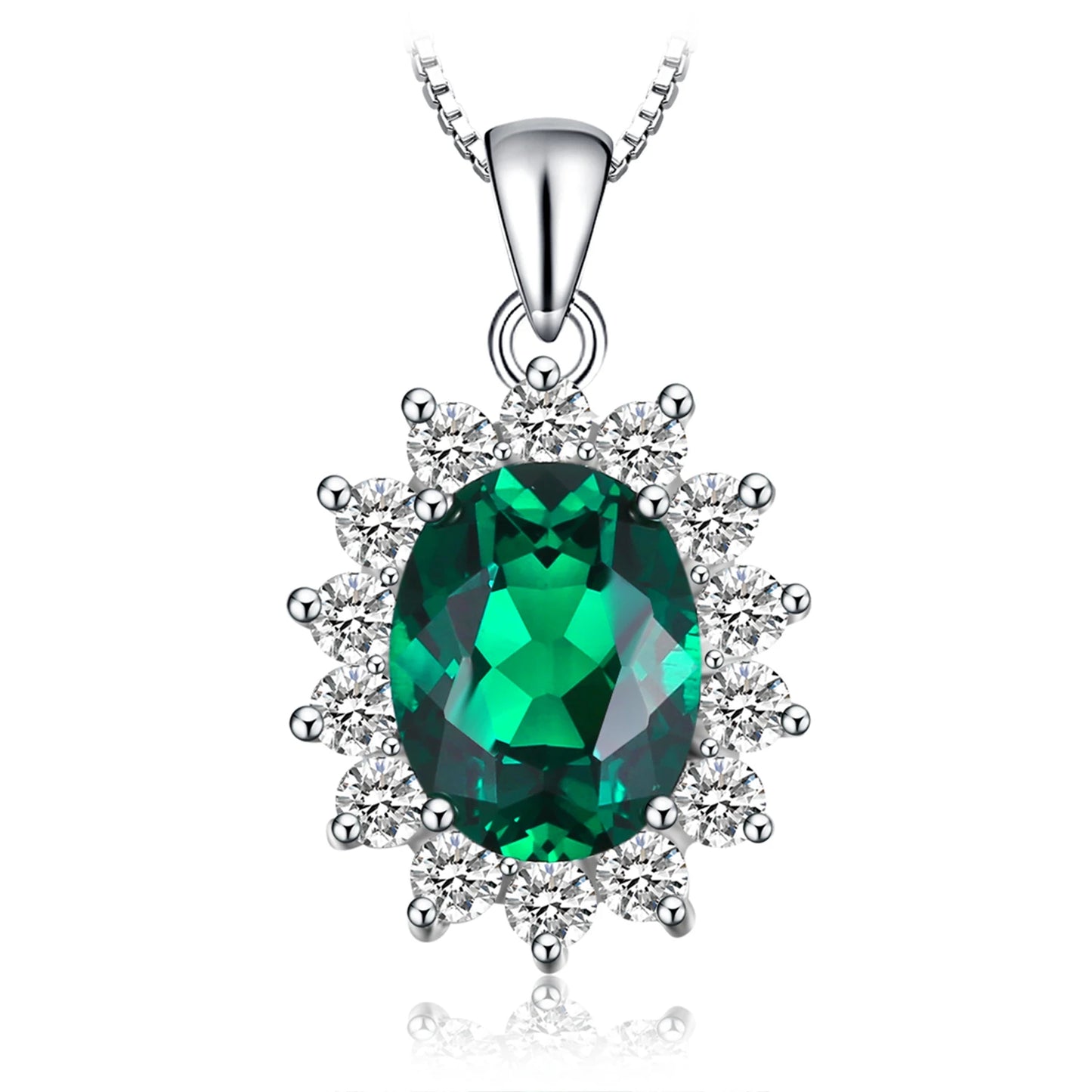 JewelryPalace Princess Diana Created Blue Sapphire Ruby Simulated Emerald 925 Sterling Silver Pendant Necklace Women No Chain