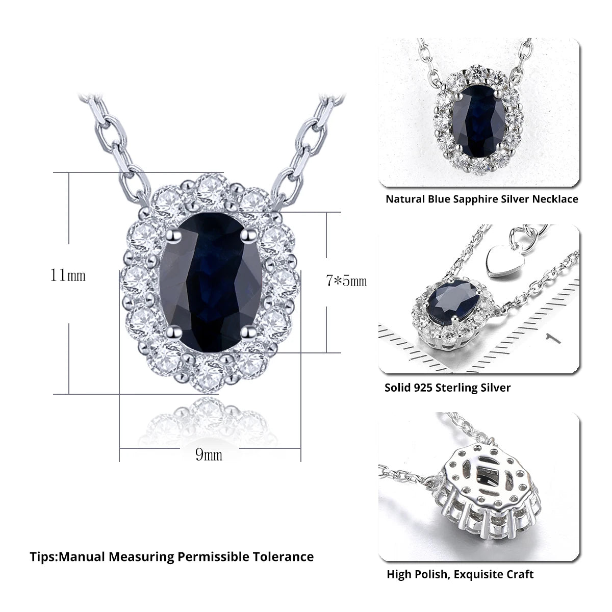 Natural Blue Sapphire Sterling Silver Pendants Women's Jewelrys 0.95 Carats Genuine Precious Gemstone Romantic New Year Gifts