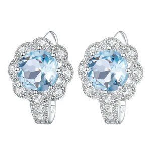 GEM'S BALLET Natural Sky Blue Topaz Gemstone Earrings Genuine 925 Sterling Silver Halo Earrings For Women Wedding Fine Jewelry Sky Blue Topaz 925 Sterling Silver CHINA