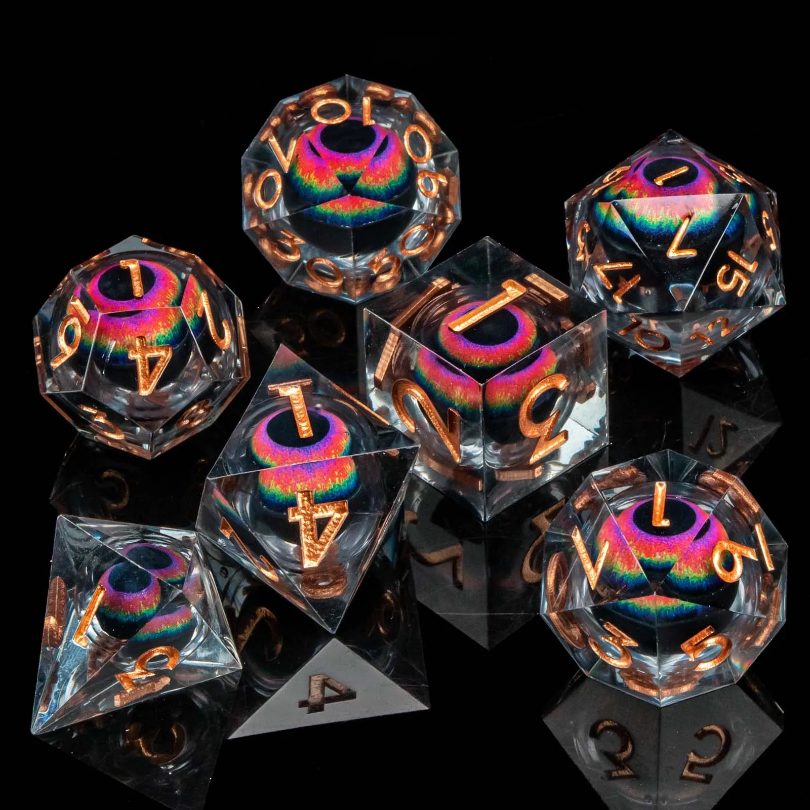D and D Flowing Sand Sharp Edge Dragon Eye Dnd Resin RPG Polyhedral D&D Dice Set For Dungeon and Dragon Pathfinder Role Playing AZ09