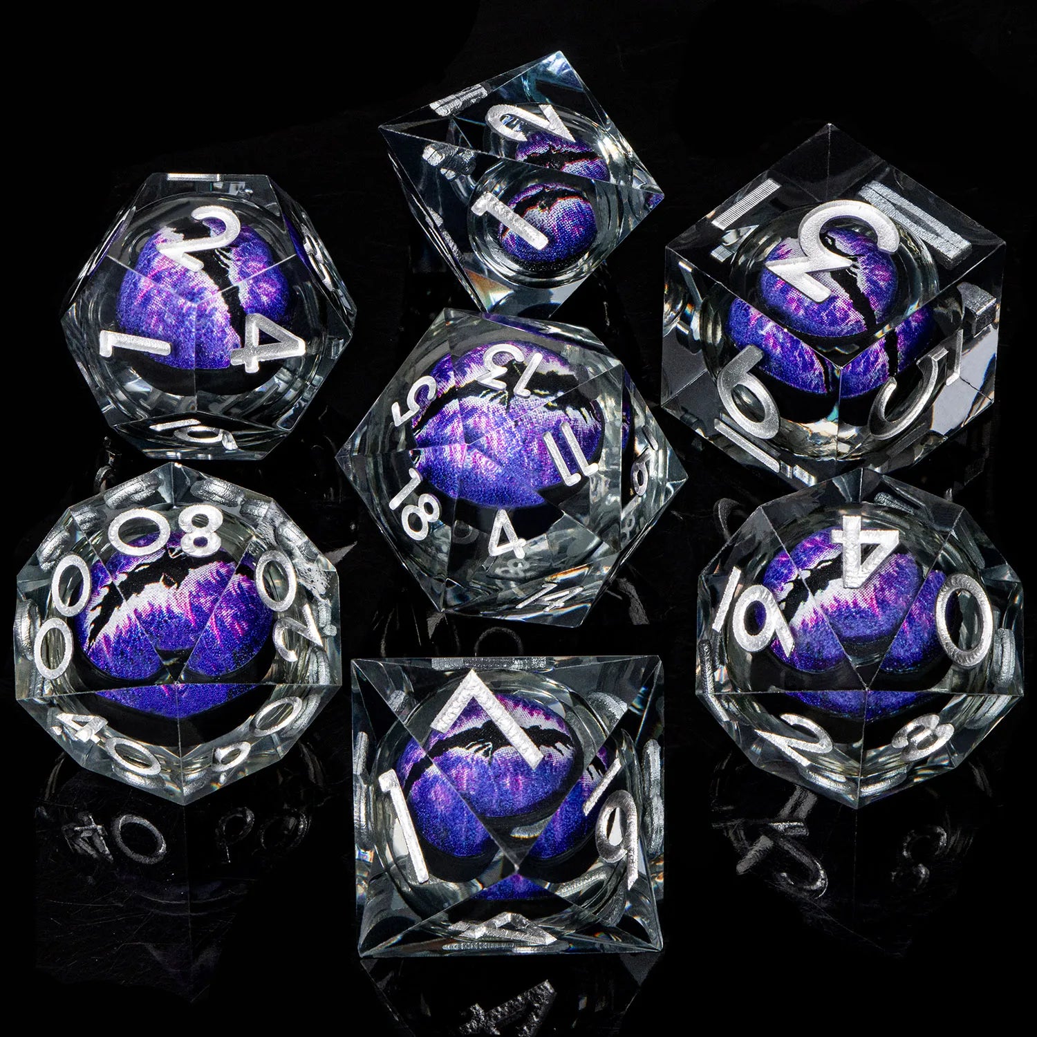 ORIFANTOU DND Flower Lord Rings & Liquid Core Sharp Edge Resin Dice Set D&D Dungeon and Dragon Eye D and D Polyhedral Dice YY-14