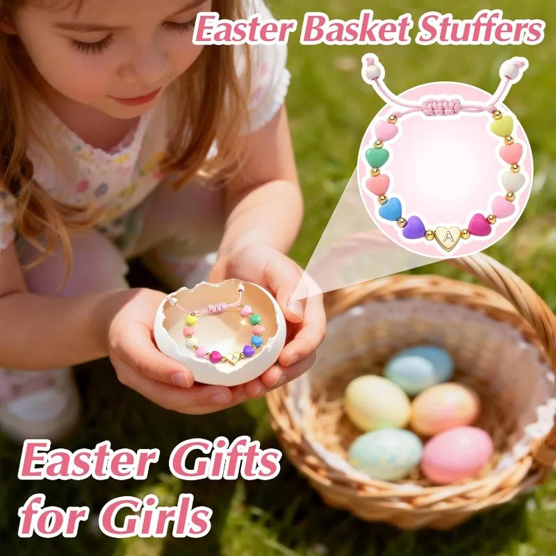 Easter Basket Stuffers for Teen Girls Kids Women,  Letter A-Z Charm Bracelet, Birthday Gifts for Ganddaughter, Sisters, Toddler