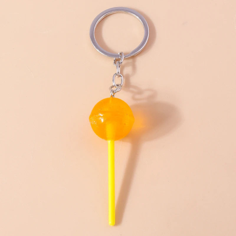 Lovely Resin Candy Lollipop Keychain Mini 3D Simulation Food Key Rings for Men Women Handbag Pendants DIY Kids Jewelry Gifts as picture shows 2