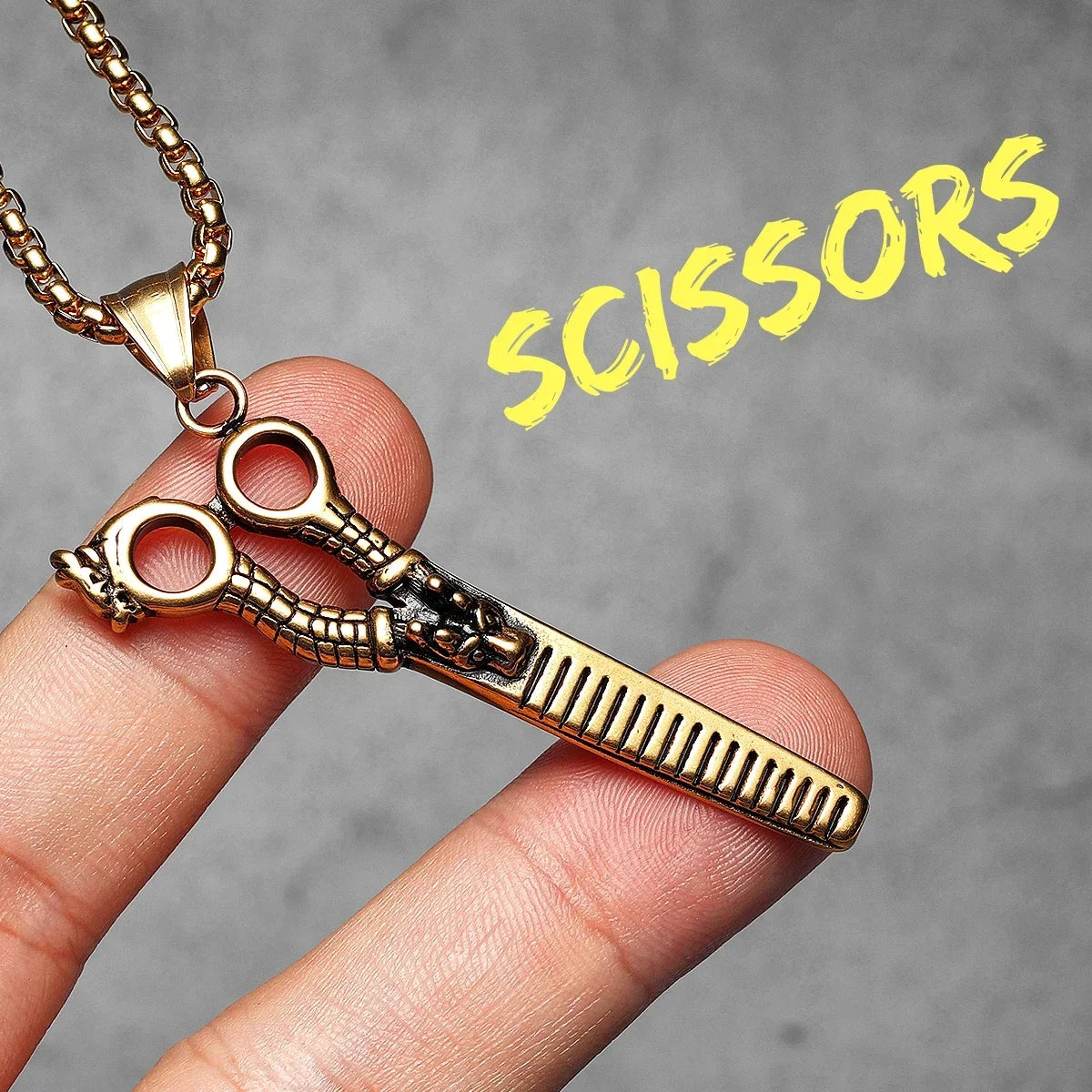 Barber Scissors Shaver Hair Drier Razor Stainless Steel Man Necklaces Pendant Chain For Women Fashion Jewelry Gifts Wholesale