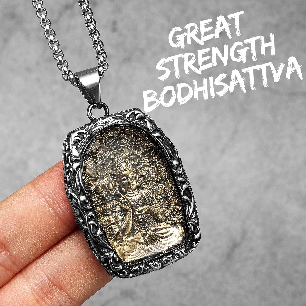 Buddhism Buddha Glass Stainless Steel Men Necklaces Pendant Chain Powerful Amulet Vintage Cool For Women Jewelry Gifts Wholesale