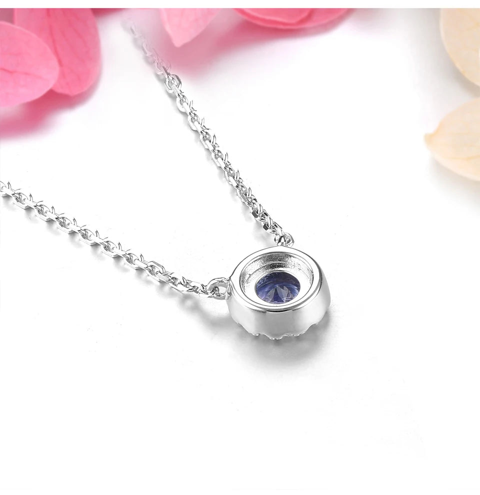 Natural Tanzanite Solid Sterling Silver Necklace Pendant 0.27 Carats Classic Round Shape Women Gifts Daily Decorations S925