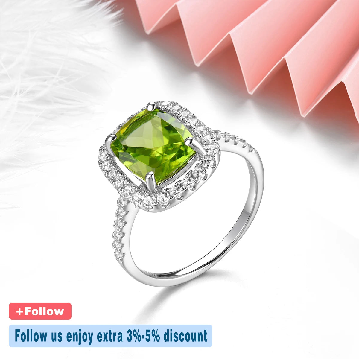 Natural Peridot Sterling Silver Women's Ring 3 Carats Genuine Gemstone Birthstone August Birthday Gifts S925 Fine Jewelrys