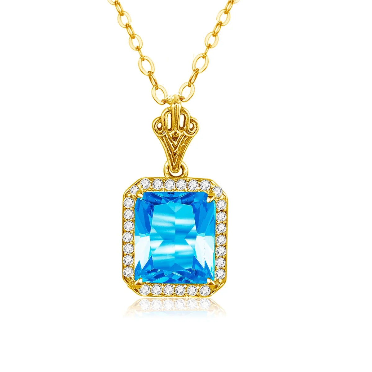 Green Emerald Pendant Necklaces For Women With Diamonds 925 Silver Jewelry Gemstone Boho Berloque Pendent Blue Topaz Gold