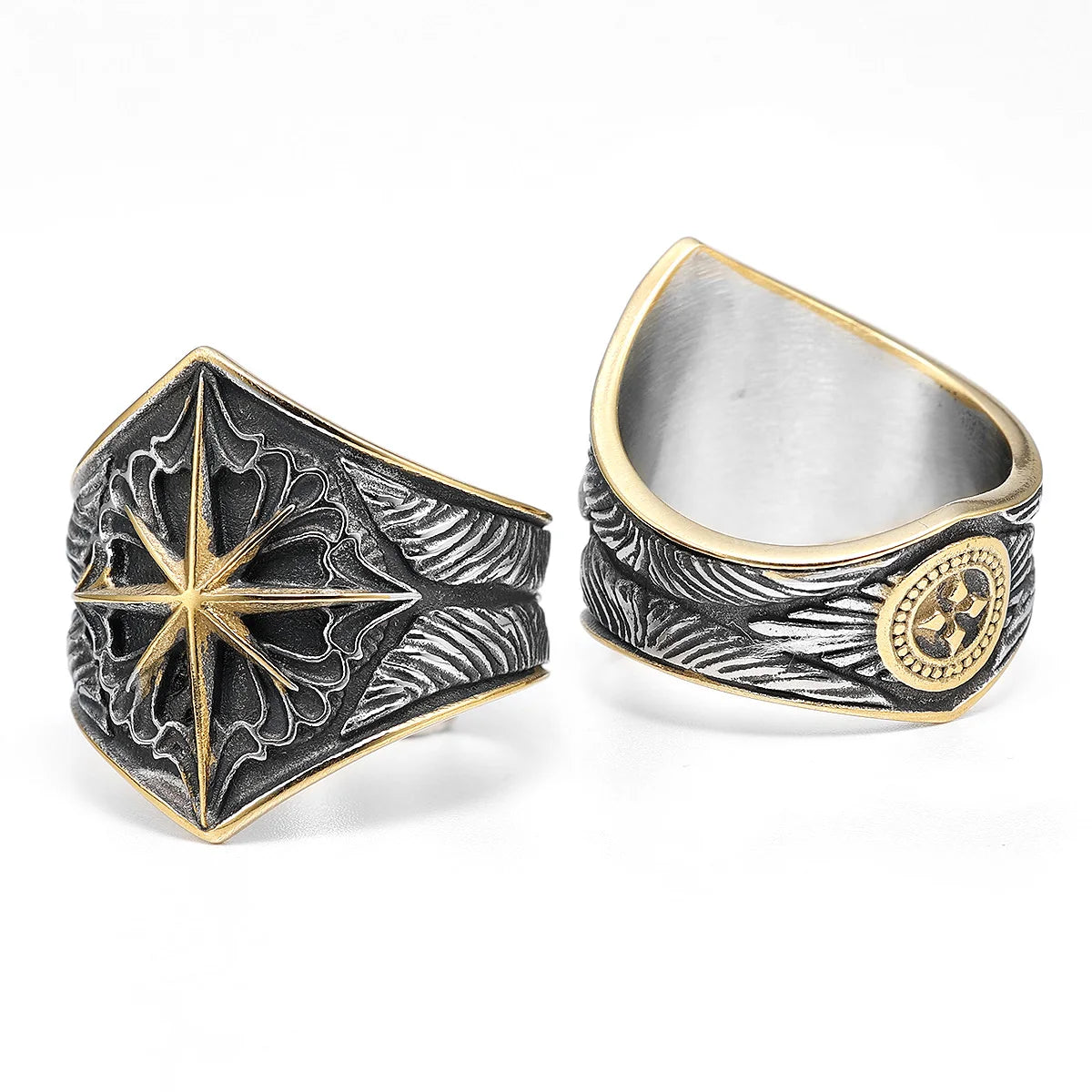 Starry Ring 316L Stainless Steel Star Men Ring Punk Rock Rap for Biker Male Boyfriend Mariner Jewelry Creative Gift Dropshipping