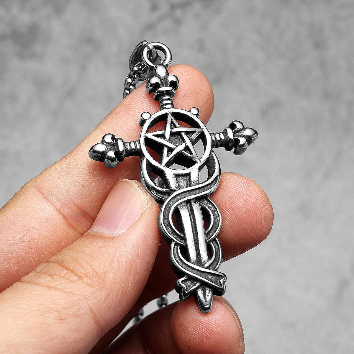 Serpentine Cross Amulets Stainless Steel Men Necklaces Pendant Chain Punk For Women Fashion Jewelry Gifts Wholesale Dropshiping