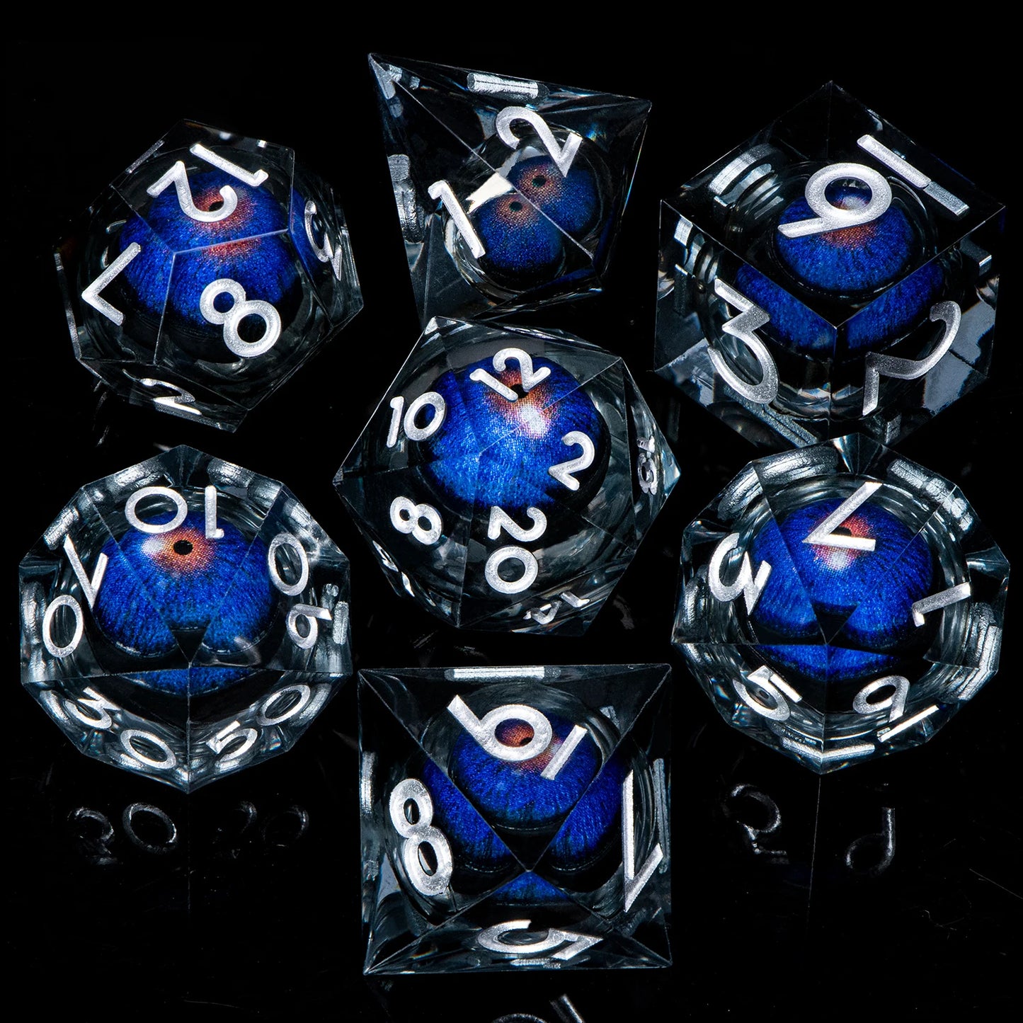D and D Beholder's Liquid Flow Core Eye Resin Dice Set | Dnd Dungeon and Dragon Pathfinder Role Playing Game Dice | D20 D&D Dice YY-04