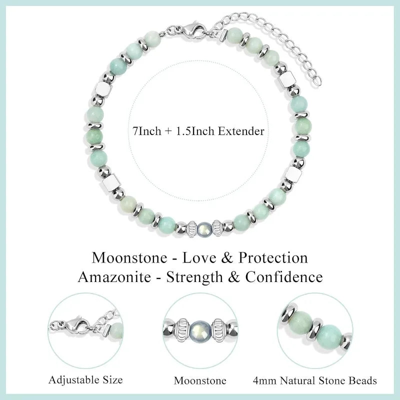 Mothers Day Birthday Christmas Valentines Graduation Gifts Amazonite Colorful Imperial Jasper Stainless Steel Beads Bracelets,