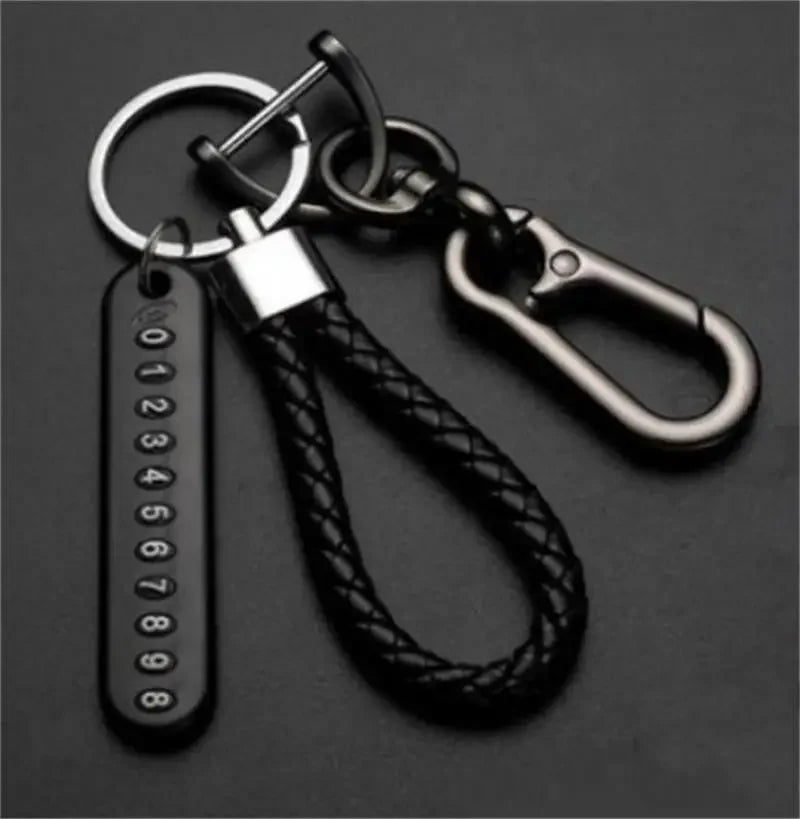Anti-Lost Key Rings DIY Senile Dementia Mom Dad's Phone Number Card Pendant Keychain Waxed Leather Rope Lobster Clasp Key Chain style 4