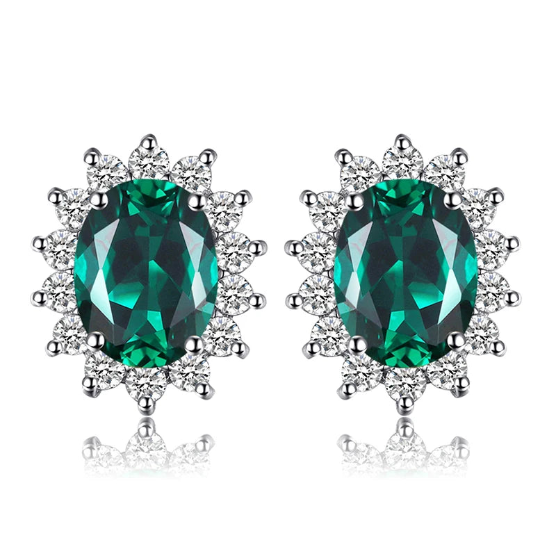 JewelryPalace Created Blue Sapphire Ruby 925 Sterling Silver Stud Earrings Natural Amethyst Garnet Peridot Topaz Princess Diana