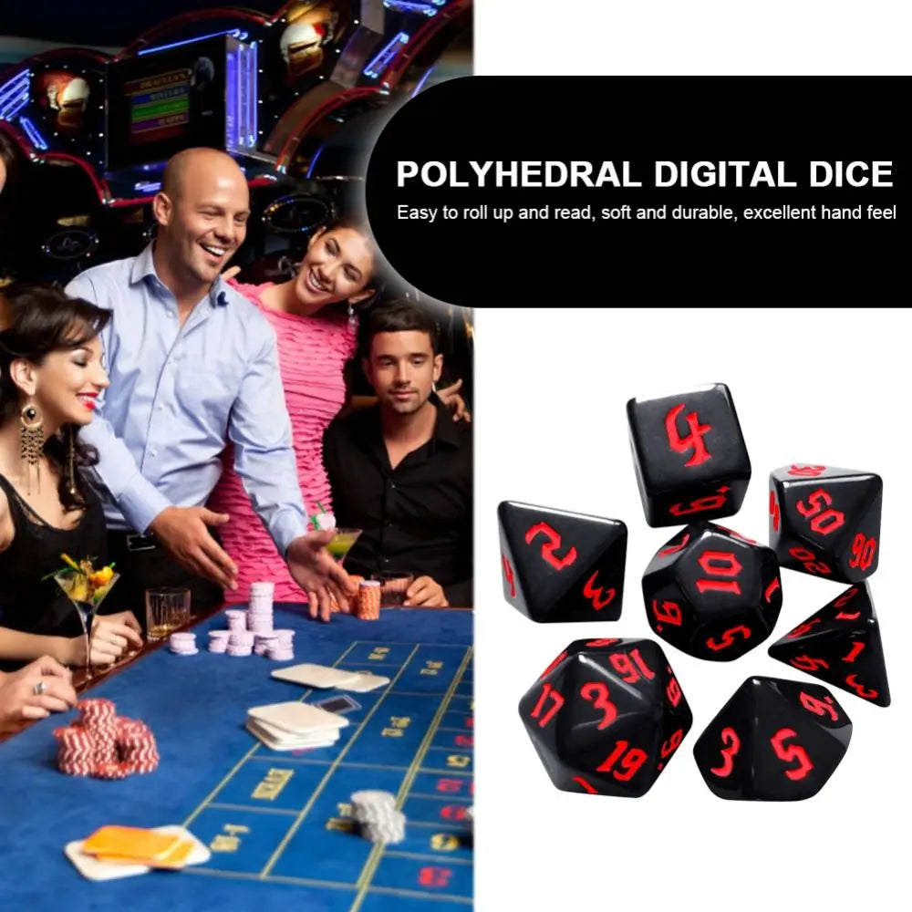 7pcs/set Multifaceted Digital Dice Set Acrylic Table Game Opaque Polyhedral Dices for DND Dice Tabletop Role-Playing Game