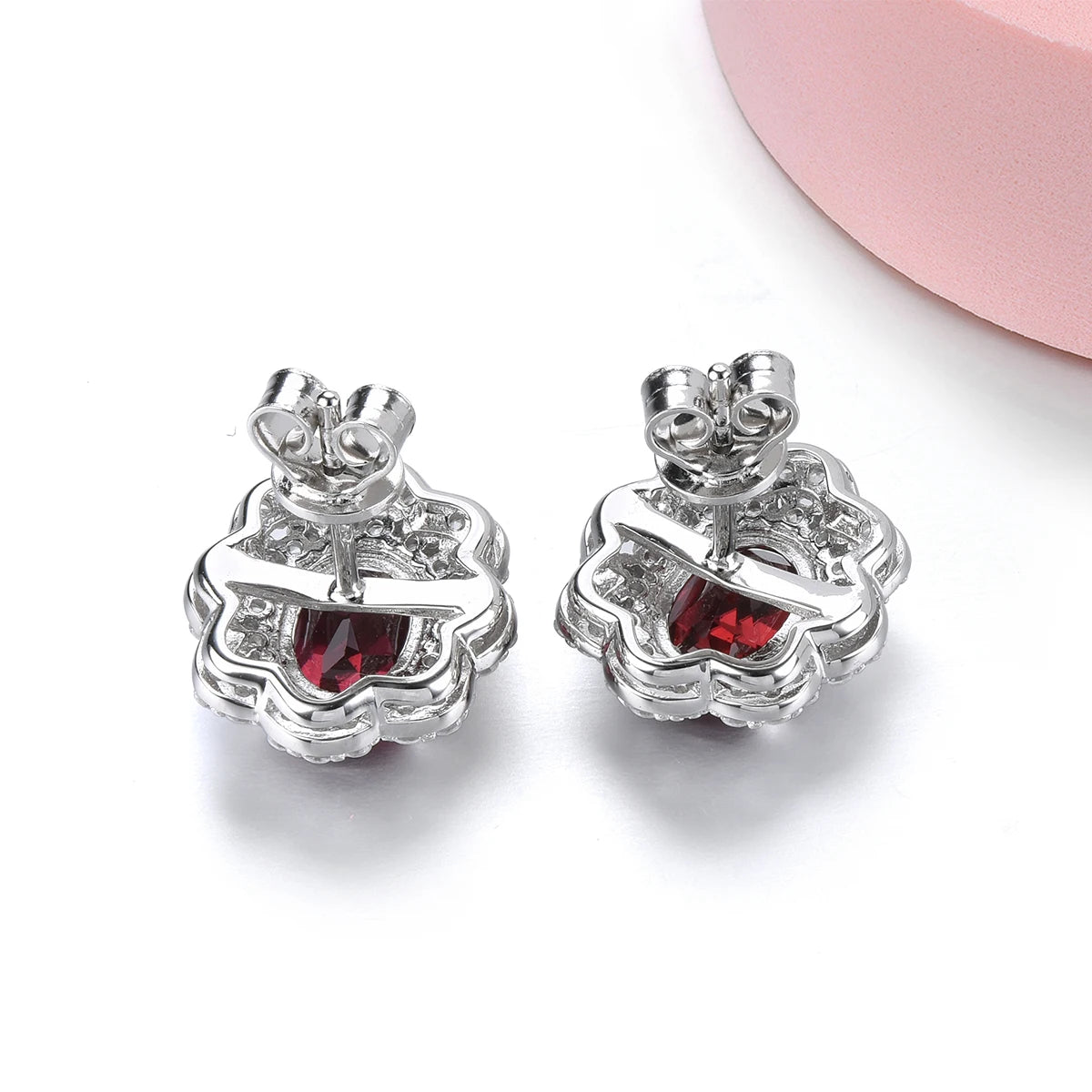 Natural Rhodolite Garnet Sterling Silver Stud Earring 2.8 Carats Romantic Rose Garnet Anniversary Birthday Gifts S925 Jewelrys