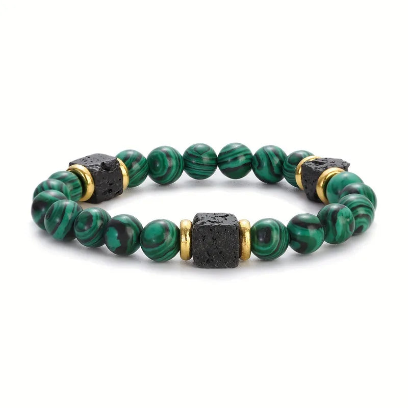 1pc New Malachite Bracelets Men Nature Stone Bead Couple Bracelet for Women Health Care Help Weight Loss Jewelry