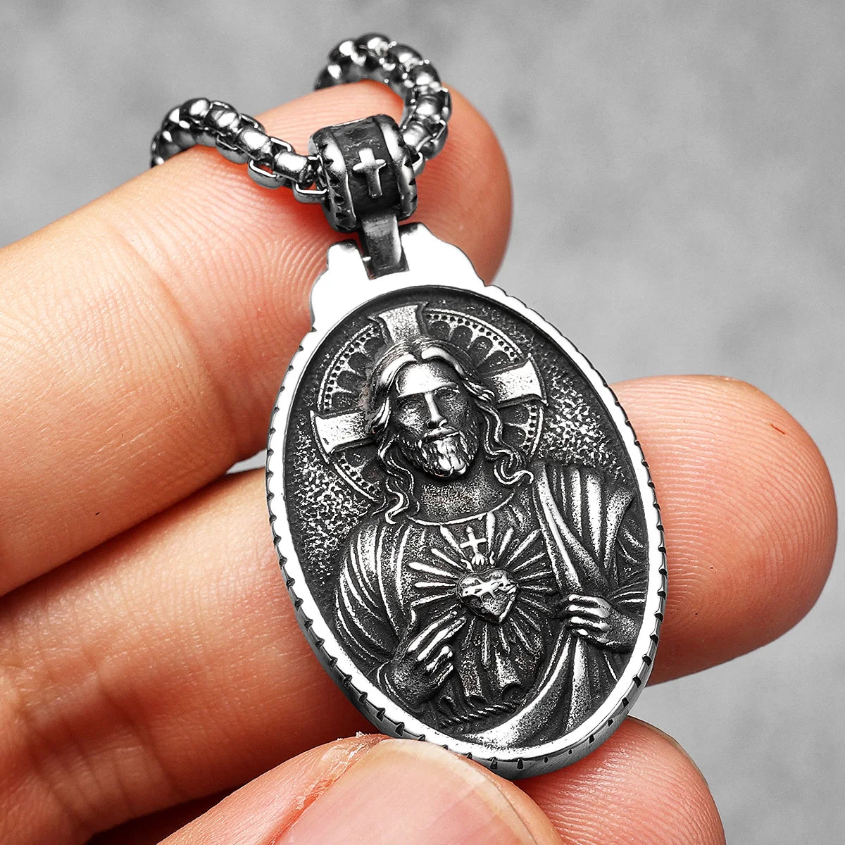 Powerful Amulets Jesus Cross Stainless steel Men Necklaces Pendants Chain For Women Jewelry Male Accessories Gifts Wholesale