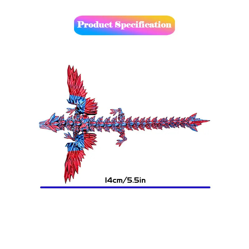 3D Printed Dragon with Movable Wings - Office Desk Accessory, Creative Home Decor, Perfect Christmas Present Holiday Gift