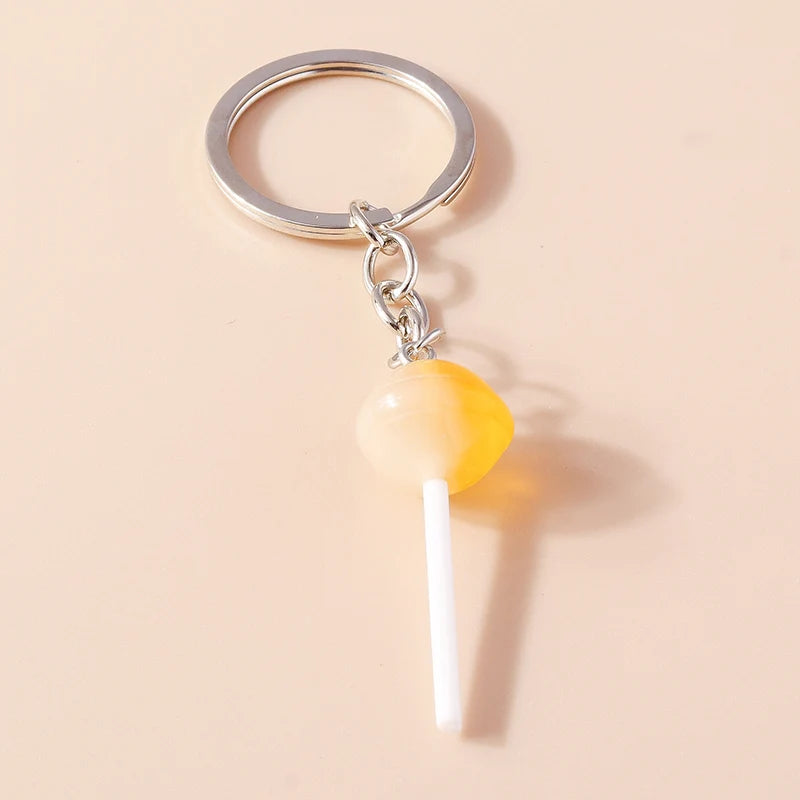 Lovely Resin Candy Lollipop Keychain Mini 3D Simulation Food Key Rings for Men Women Handbag Pendants DIY Kids Jewelry Gifts as picture shows 16