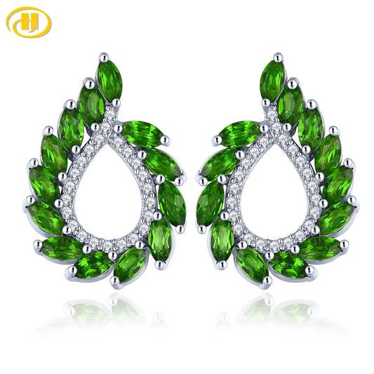 Natural Genuine Diopside Sterling Silver Stud Earring 2.6 Carats Women Classic Style Fine Jewelrys S925 Exquisite Designs Default Title