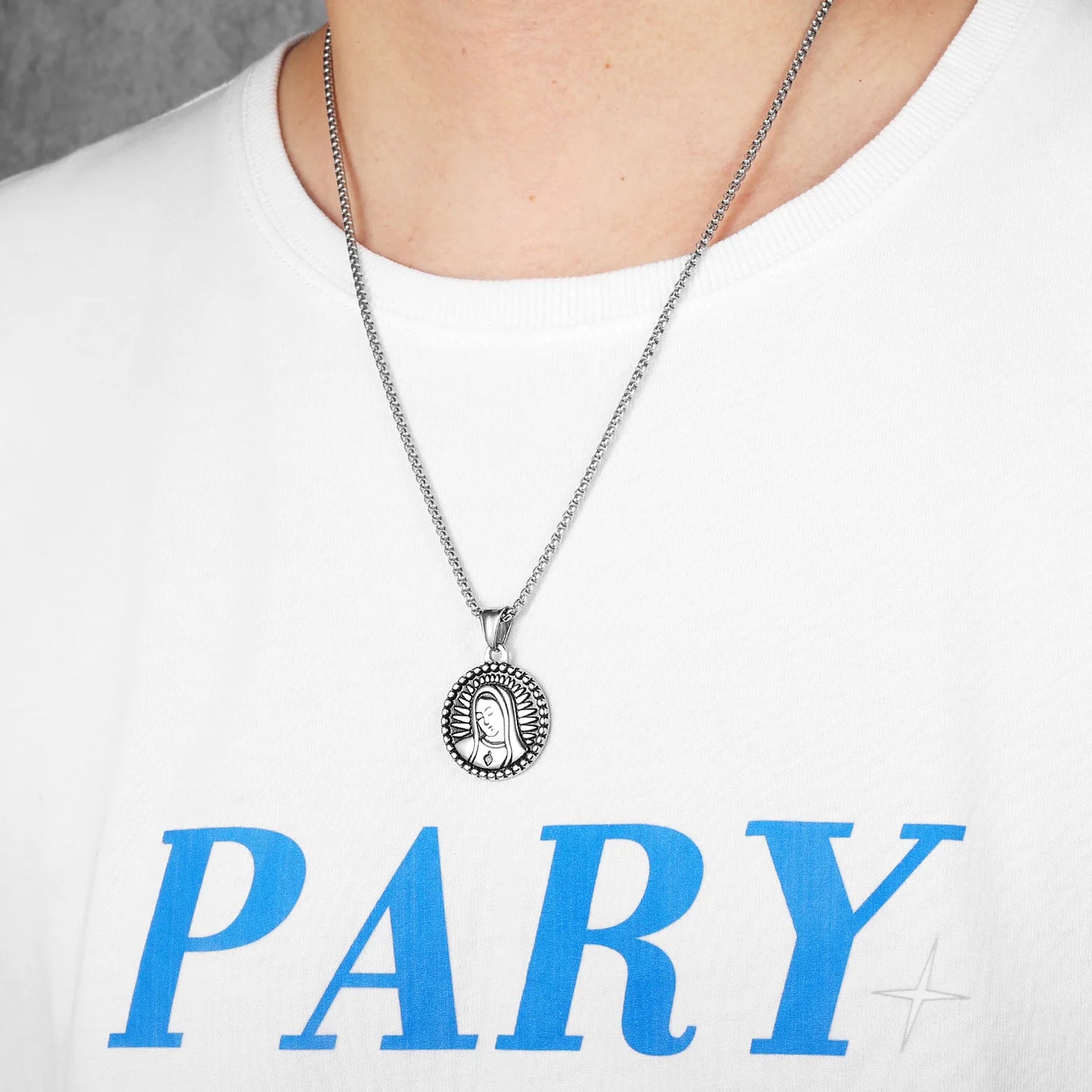 Aesthetic Virgin Mary Powerful Amulet Stainless Steel Men Necklaces Pendant Chain Vintage Cool For Women Jewelry Gifts Wholesale