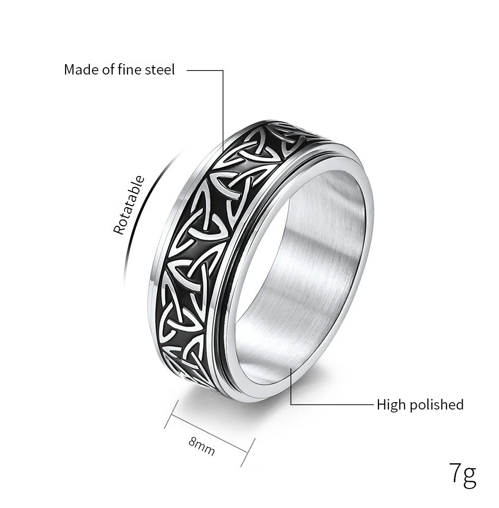 Vintage Irish Viking Celtics Knot Rings For Men Women Viking Stainless Steel Spinner Fidgets Rings Retro Rock Party Jewelry Gift
