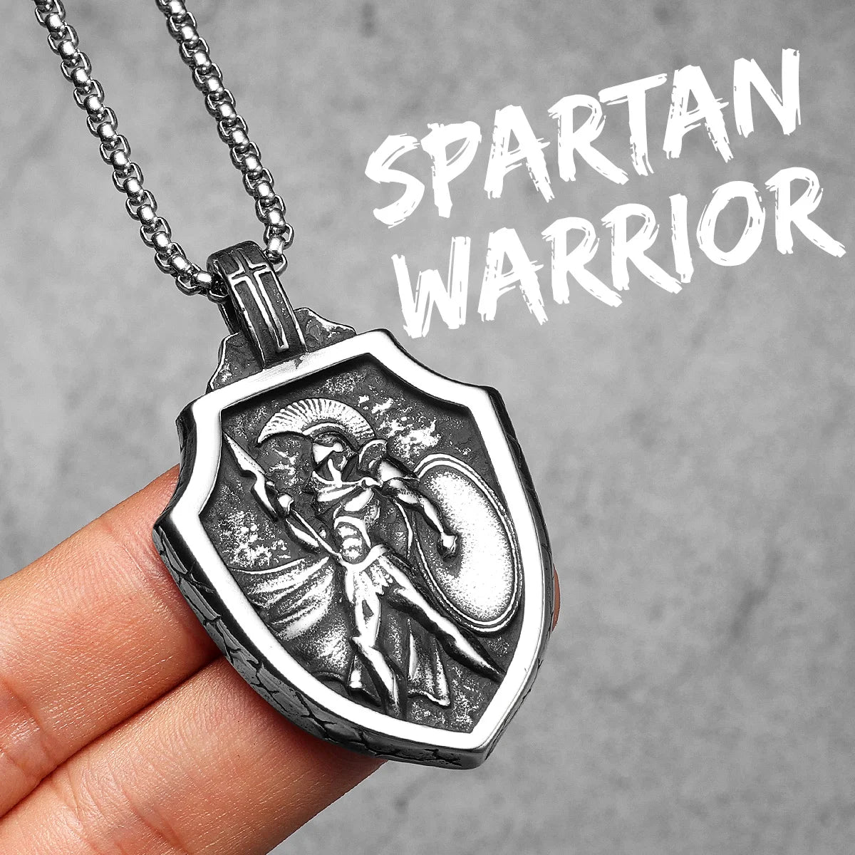 Spartan Warrior Shield Stainless Steel Men Necklaces Pendant Chain Punk Vintage Cool Things for Women Jewelry Gifts Wholesale