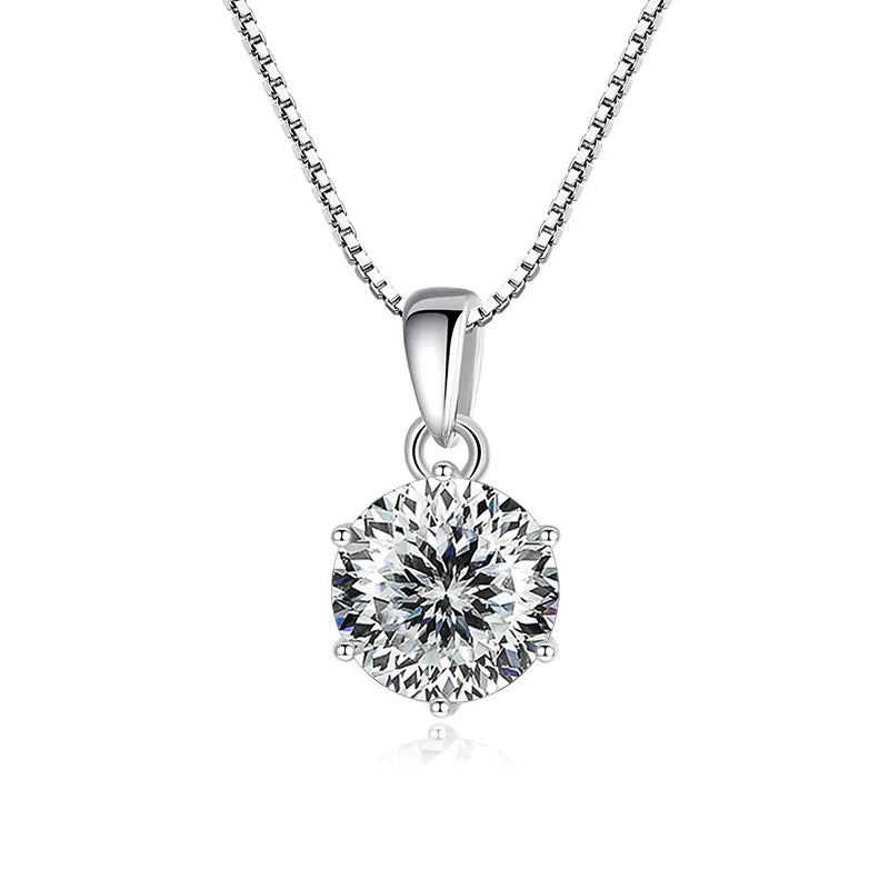 Butterflykiss 1CT 100 Faced Cut Moissanite Solitaire Drop Necklaces Gold Plated Pendant Real S925 Silver Chain Jewelry For Women white 1.0CT 45cm
