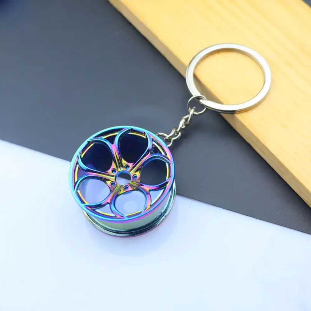 Creative Metal Mini Auto Parts Car Wheel Keychain Body Kit Enthusiast Keyring Accessories Key Ring Chain for Men Woman Gift