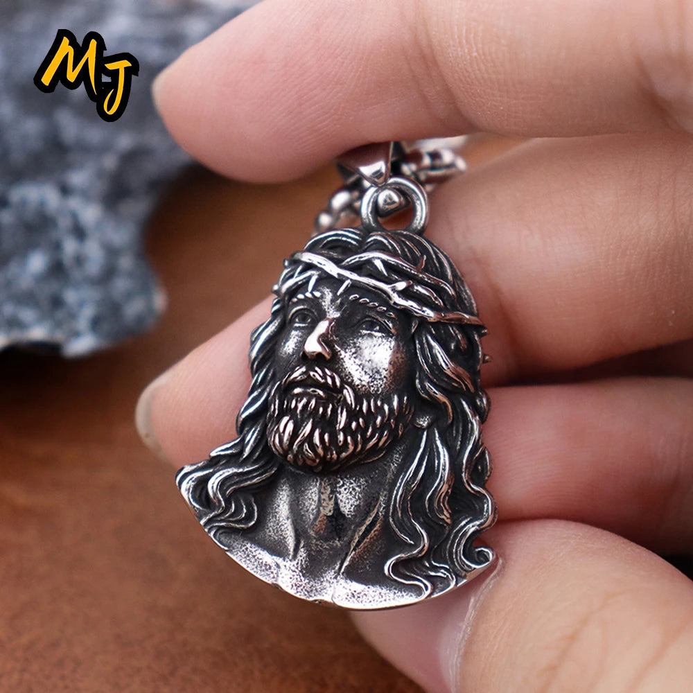 New Stainless Steel Jesus Pendant Chain for Women Fashion Catholic Crown of Thorns Necklace Amulet Jewelry Accessories