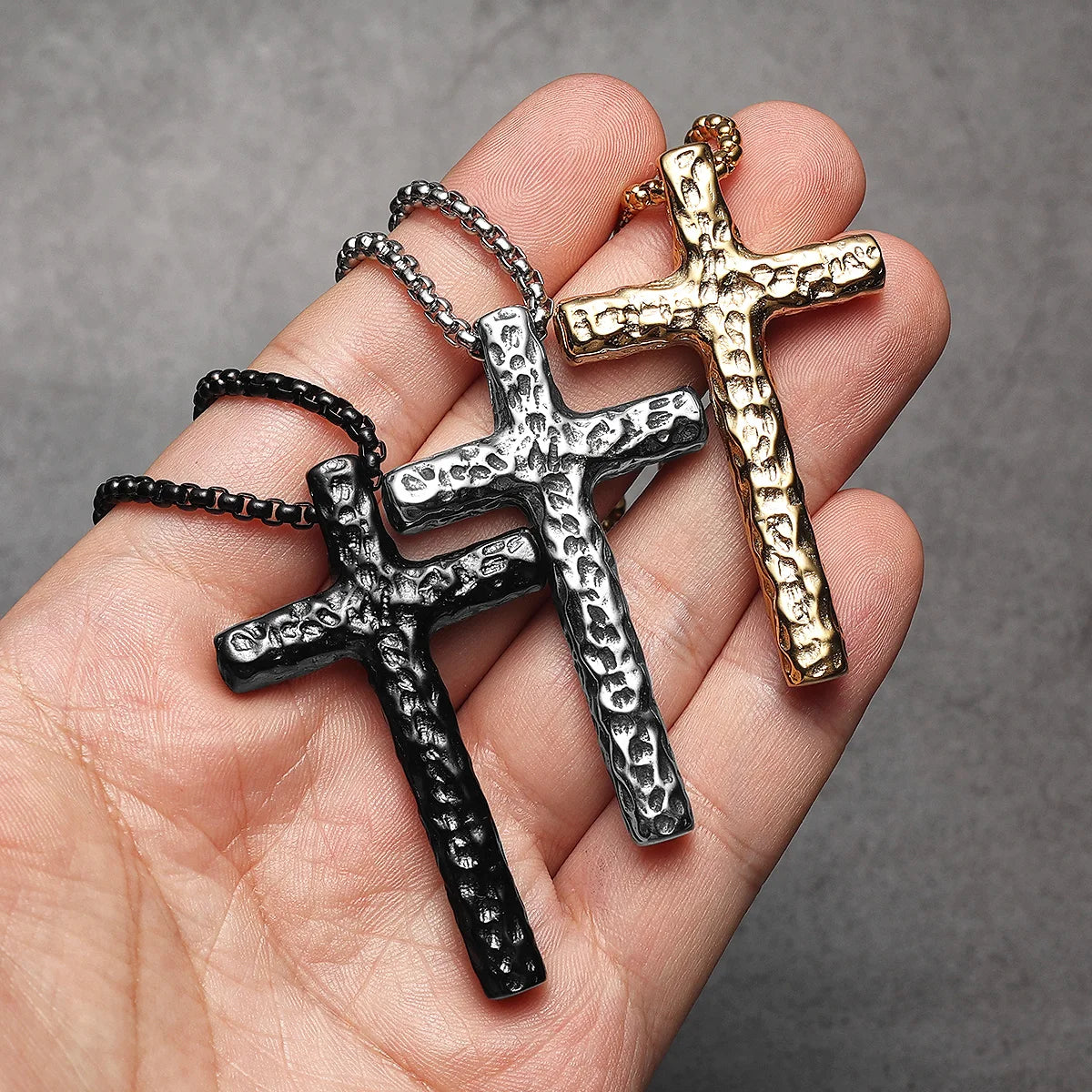 Texture Retro Cross Amulet Stainless Steel Men Necklaces Pendant Chain Punk For Women Fashion Jewelry Gift Wholesale Dropshiping