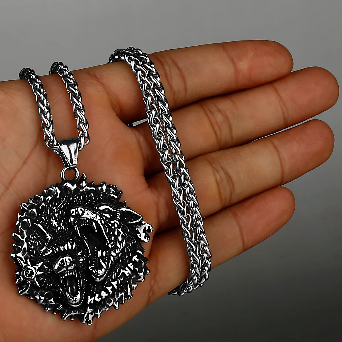 Viking Style Various Wolf Head Runes Original Stainless Steel Material Unisex Necklace Pendant Birthday Gift Factory Wholesale WJ 2