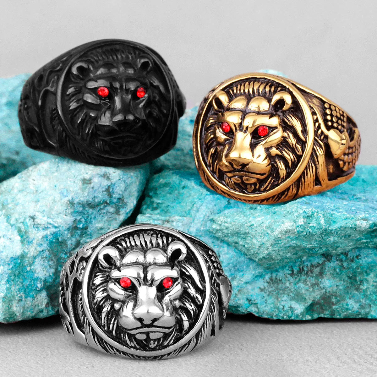 Leopard Ring Stainless Steel Men Jaguar Rings Wild Animal Punk Rock for Male Party Jewelry Halloween Accessories