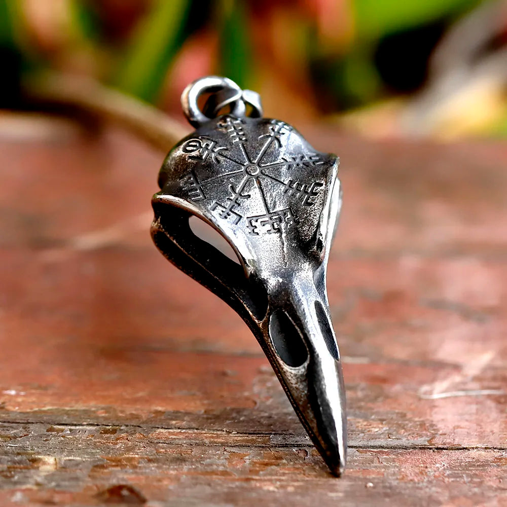 2023 New Fashion Viking amulet Pendant Raven head and Vegvisir for man stainless steel jewelry for gift free shipping