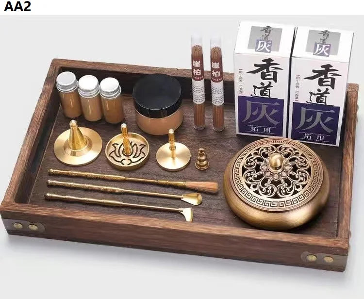 Incense Burner Set Brass Incense Fragrance Making Kit Incense Sealing Mold Incense Holder for Yoga Meditation Home Fragrance AA2