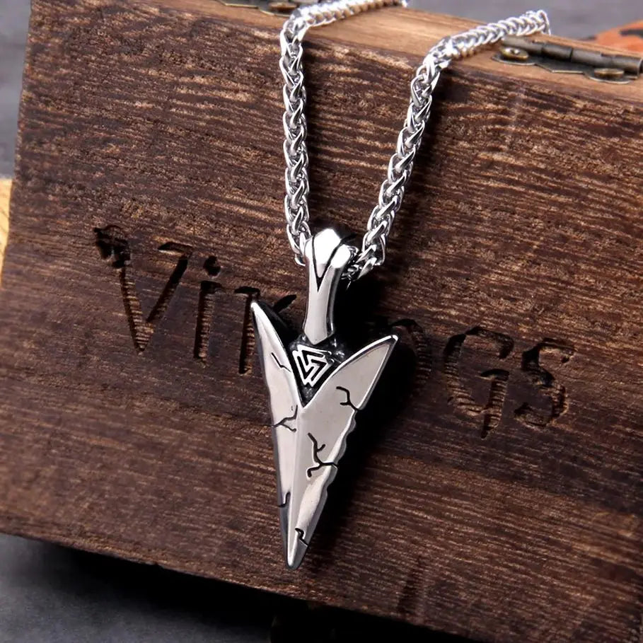 Viking Necklace for Men Studry Stainless Steel Norse Mythology Jewelry Viking Spear/Odin Amulet Pendant Necklace