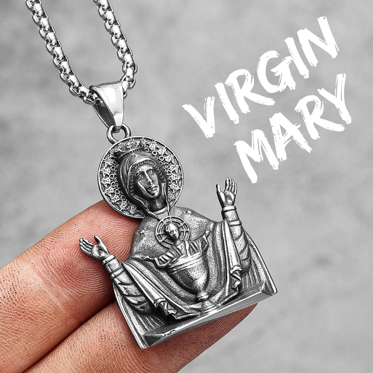 Virgin Mary Angel Cross Stainless Steel Men Necklaces Pendant Chain Amulet Cool New in For Women Fashion Jewelry Gifts Wholesale