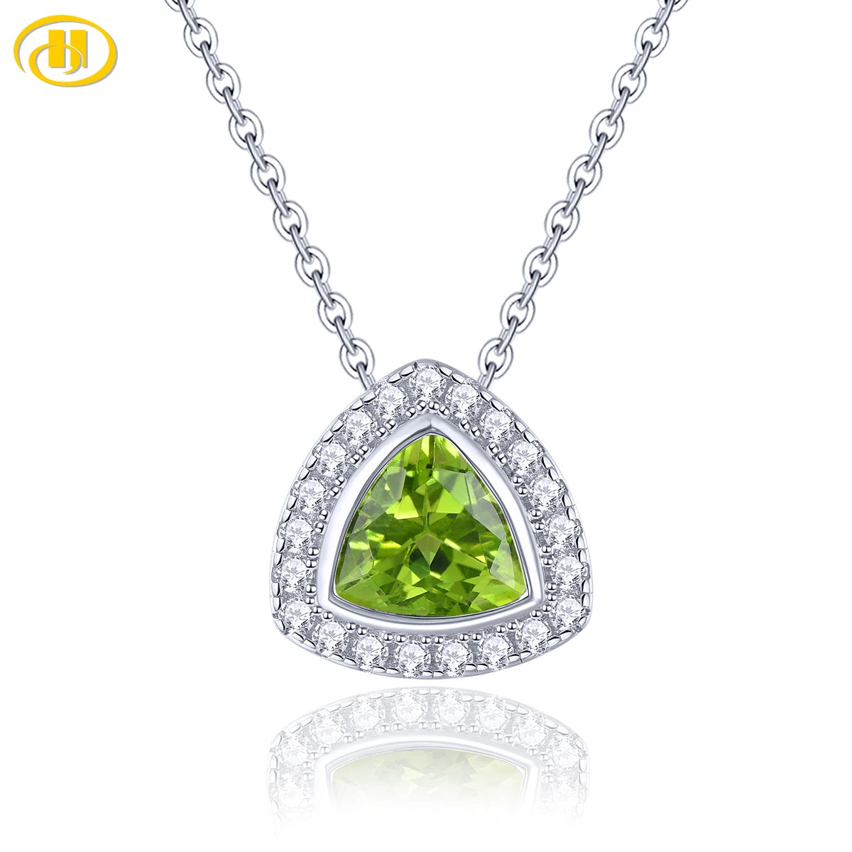 Natural Peridot Sterling Silver Pendant 1.8 Carat Peridot Gemstone S925 Fine Jewelry August Birthstone Birthday Gift Top Quality Default Title