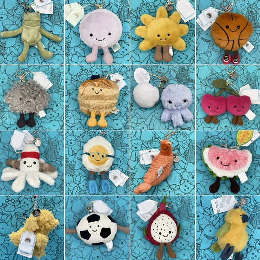 Golf Ball Plush Keychain, Jellyfish Keychain, Macaron Plush Toy, Cherry, Black Storm Cloud Plush JC Bag Charm