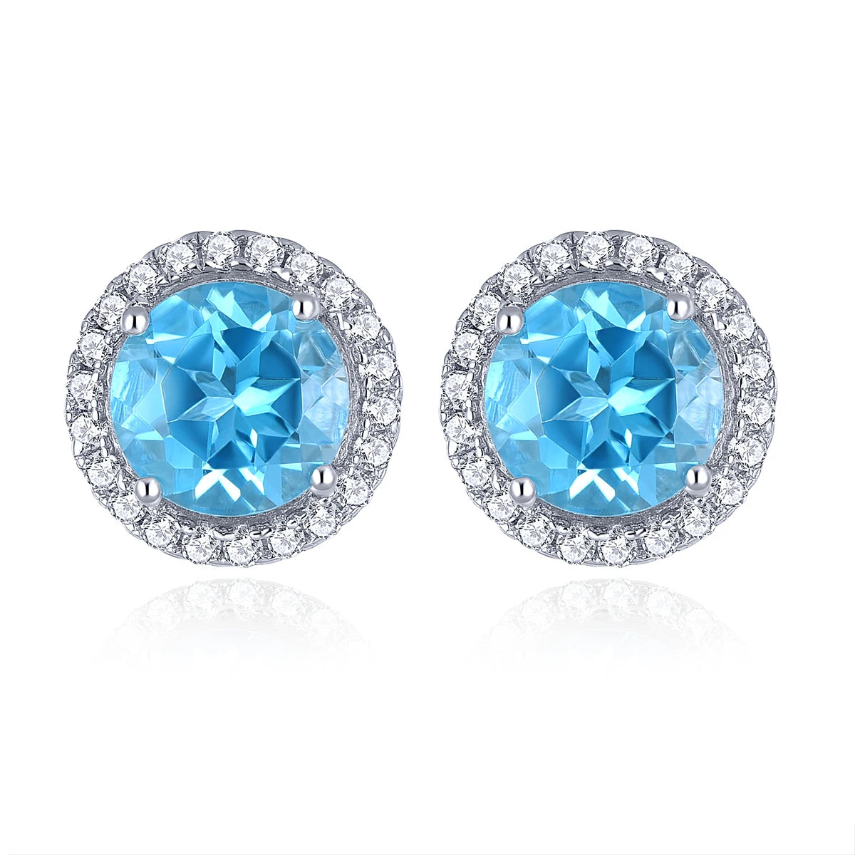 Natural Rhodolite Garnet Sterling Silver Stud Earring 2 Carats Genuine Rose Garnet Women Romantic Daily Style Fine Jewelrys Natural Blue Topaz
