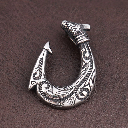 Fashion Men Fish Hook Necklace Vintage Stainless Steel Nordic Celtic Pendant for Women Gift Viking Jewelry Accessories
