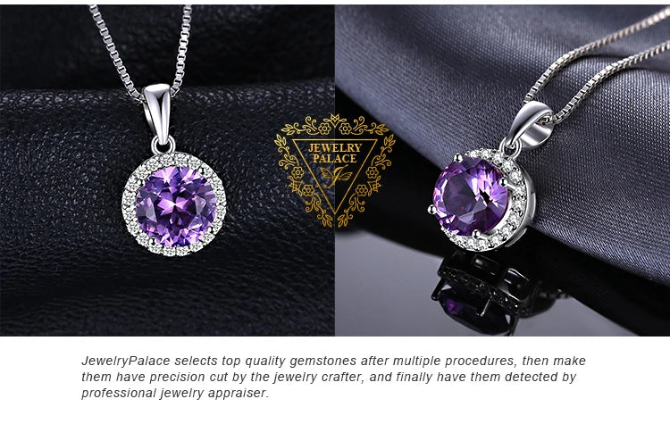 JewelryPalace 2.97ct Round Created Alexandrite Sapphire 925 Sterling Silver Pendant Necklace for Women Gemstone Choker No Chain