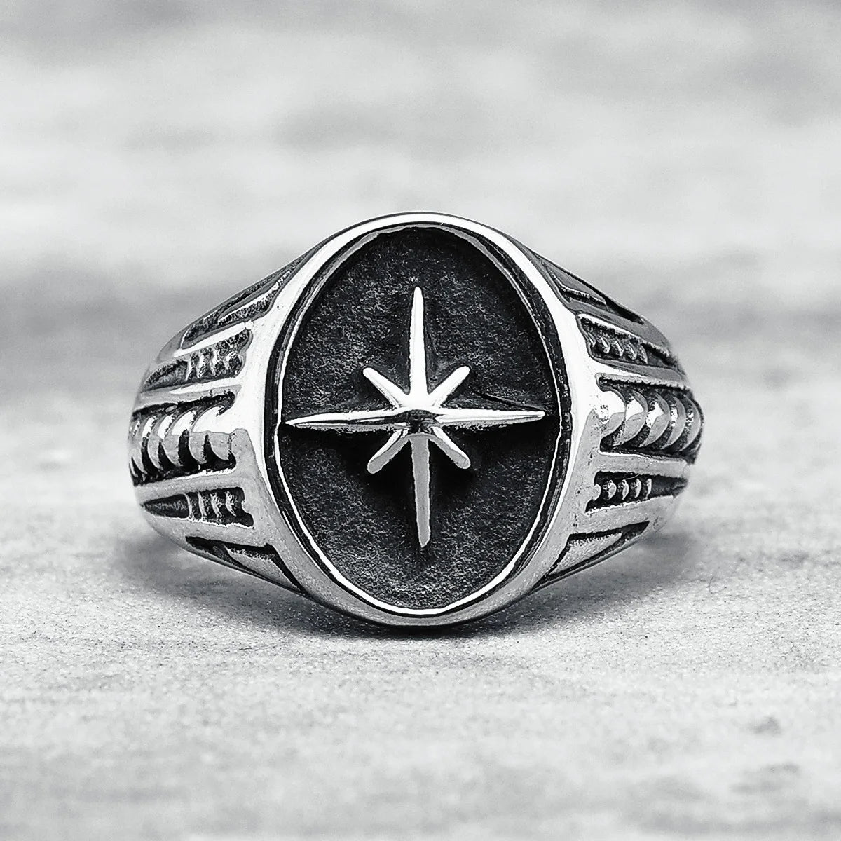 316L Stainless Steel Rings North Star Shining Fashion Men Cool Ring for Friend Rider Biker Jewelry Unique Best Gift Wholesale
