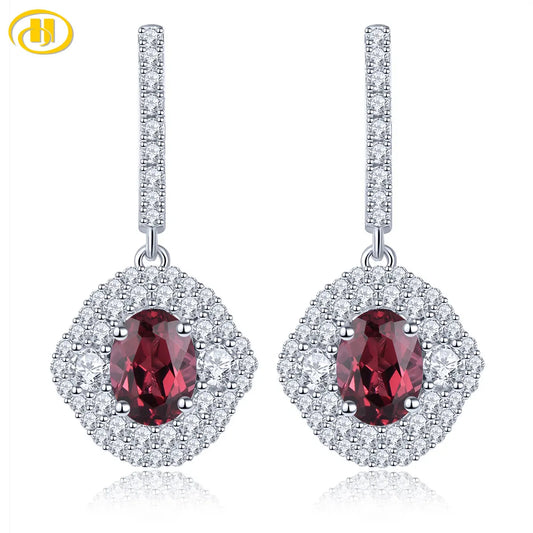 Natural Rhodolite Garnet Solid Sterling Silver Drop Earring 1.9 Carats Genuine Rose Garnet Romantic Classic Fine Jewelry Gifts