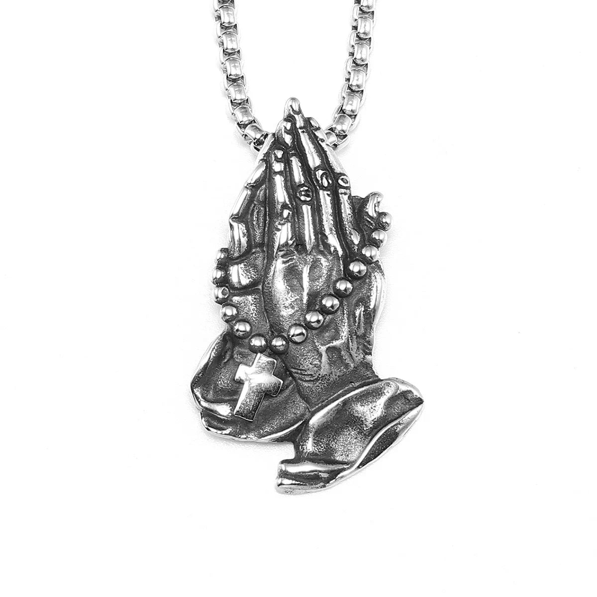 Let Us Pray Retro Amulets Stainless Steel Men Necklaces Pendant Chain Punk For Women Fashion Jewelry Gifts Wholesale Dropshiping