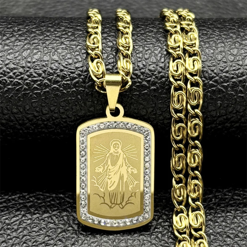 Catholic Our Lady of Guadalupe Necklace for Women Men Stainless Steel Gold/Silver Color Virgin Mary Male Chain Jewelry
