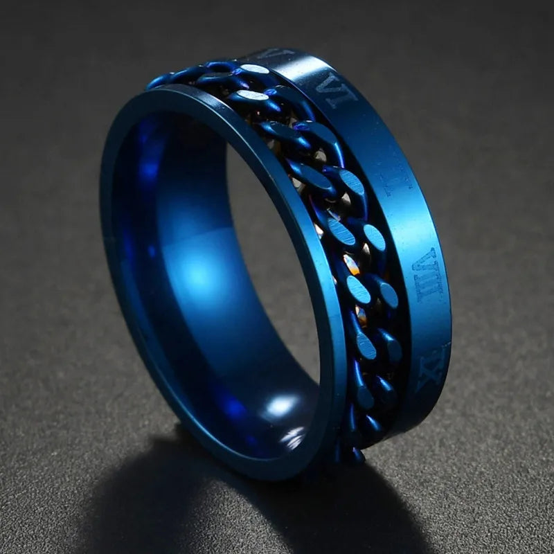Fashion New 8mm Simple Men Ring Smooth Stainless Steel Blue Charms Rings Women's Couple Jewelry Gift Dropshipping