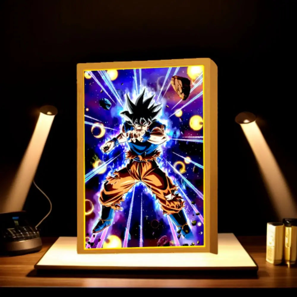 Anime Figure Dragon Ball Light Painting Photo Frame Goku Vegeta Led Night Light Birthday Bedroom Decor Original Gifts Moon Lamp